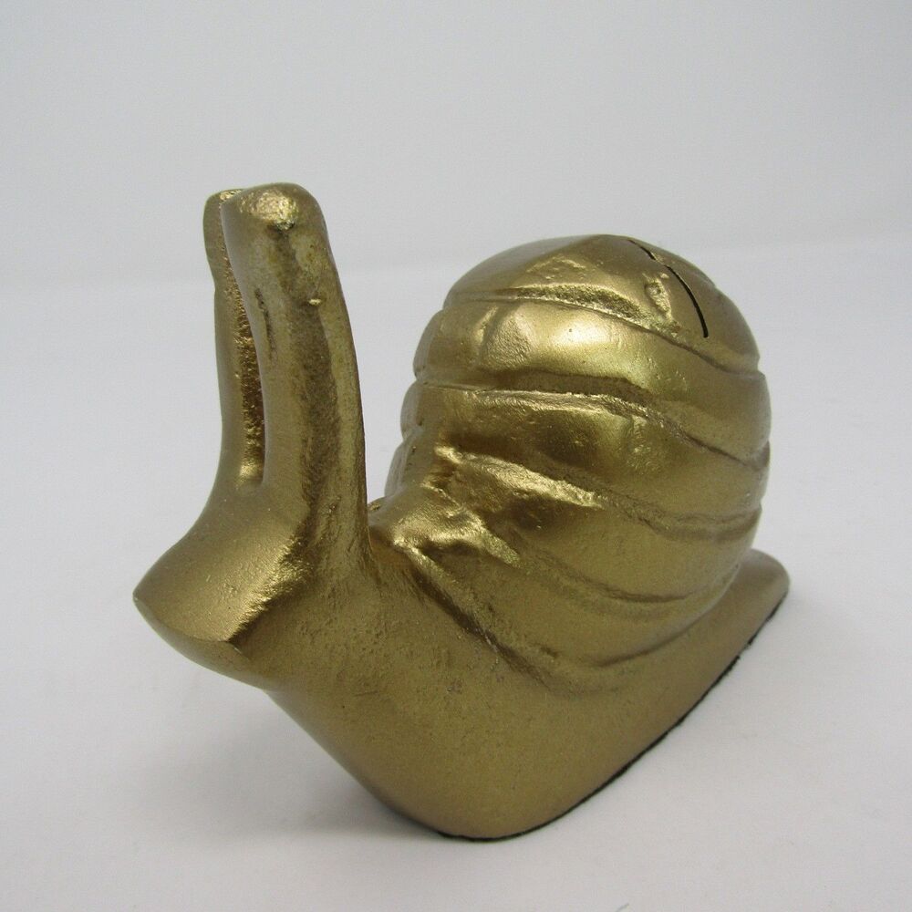Vintage Brass-Tone Snail Figurine Letter Note Holder Decorative Home Decor NEW